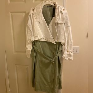 Nasty Gal Mint Green and white Trench Coat